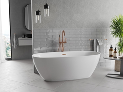 Mexen Luvo Slim самостоятелна вана 170 x 75 cm, бяла, преливник от четкана мед - 52801707500-65