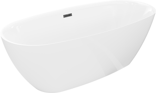 Mexen Luvo Slim свободностояща вана 170 x 75 см, бяла, черен преливник - 52801707500-70