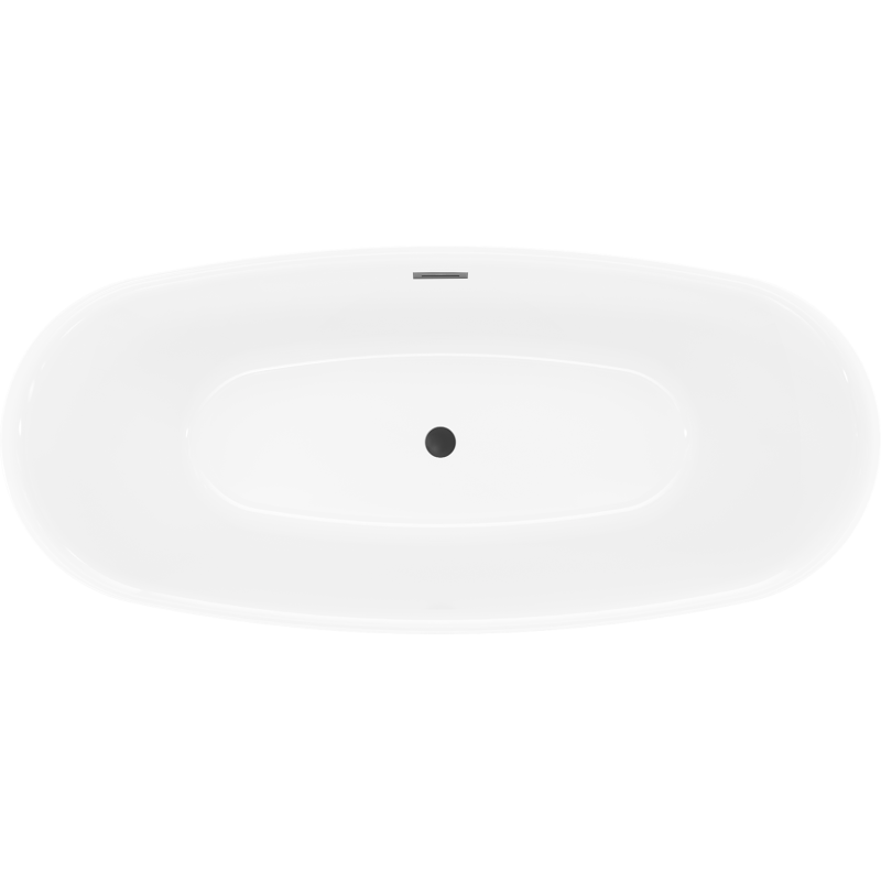 Mexen Luvo Slim свободностояща вана 170 x 75 см, бяла, черен преливник - 52801707500-70