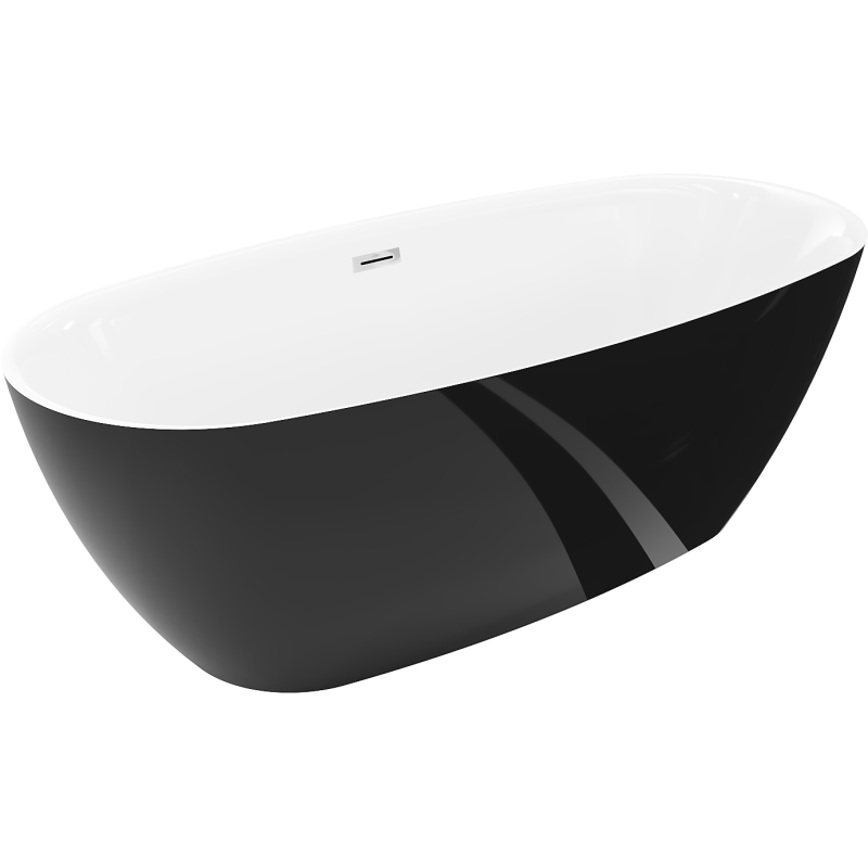 Mexen Luvo Slim свободностояща вана 170 x 75 cm, бяла/черна, преливане хром - 52801707575-01