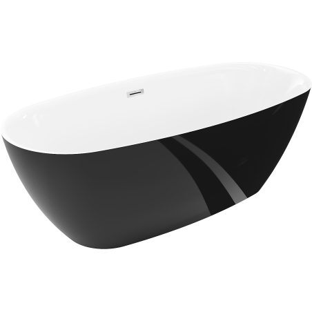 Mexen Luvo Slim свободностояща вана 170 x 75 cm, бяла/черна, преливане хром - 52801707575-01