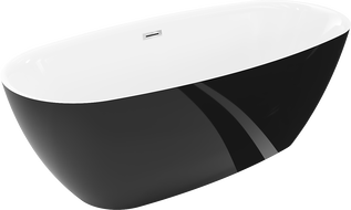 Mexen Luvo Slim самостоятелна вана 170 x 75 см, бяла/черна, преливник хром - 52801707575-01
