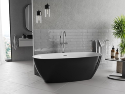 Mexen Luvo Slim свободностояща вана 170 x 75 cm, бяла/черна, преливане хром - 52801707575-01