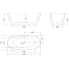 Mexen Luvo Slim свободностояща вана 170 x 75 см, бяла/черна, прелив златен - 52801707575-50