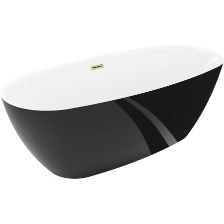 Mexen Luvo Slim свободностояща вана 170 x 75 см, бяла/черна, прелив златен - 52801707575-50
