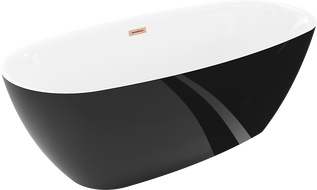 Mexen Luvo Slim свободностояща вана 170 x 75 см, бяла/черна, преливна медна четка - 52801707575-65