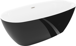 Mexen Luvo Slim свободно стояща вана 170 x 75 см, бяла/черна, преливник матов никел - 52801707575-97