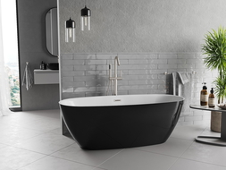 Mexen Luvo Slim свободно стояща вана 170 x 75 cm, бяла/черна, преливник никел матов - 52801707575-97