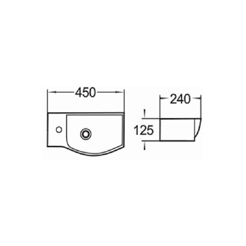 Mexen Hugo право умивалник за поставяне върху плот 45 x 24 см, бял - 21254500R