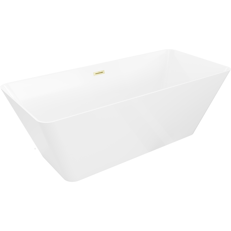 Mexen Velo Slim свободностояща вана 170 x 75 см, бяла, преливник златна четка - 52811707500-55