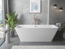 Mexen Velo Slim самостоятелно стояща вана 170 x 75 см, бяла, преливник четкана мед - 52811707500-65
