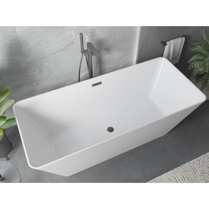 Mexen Velo Slim самостоятелна вана 170 x 75 см, бяла, преливник gun gray четкан - 52811707500-66