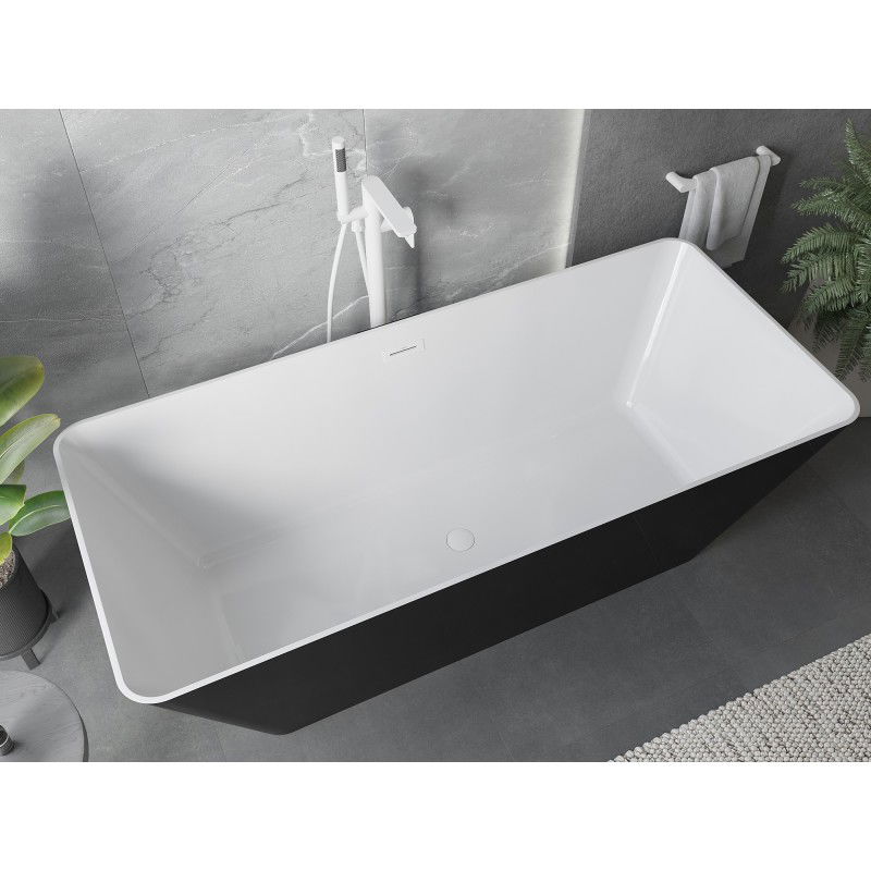 Mexen Velo Slim самостоятелна вана 170 x 75 cm, бяла/черна, бял преливник - 52811707575-20