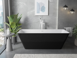 Mexen Velo Slim самостоятелна вана 170 x 75 cm, бяла/черна, бял преливник - 52811707575-20