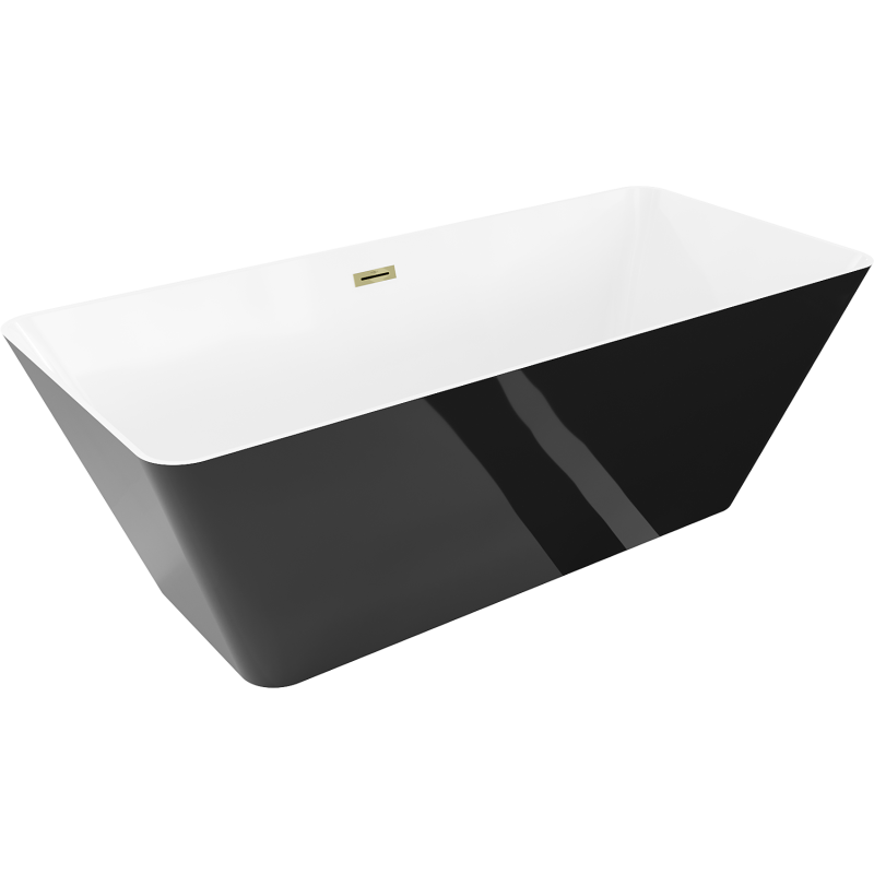 Mexen Velo Slim свободностояща вана 170 x 75 см, бяла/черна, прелив златен - 52811707575-50