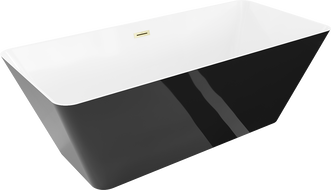 Mexen Velo Slim свободностояща вана 170 x 75 см, бяла/черна, преливник злато четкано - 52811707575-55