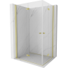 Mexen Mist-F Duo сгъваема душ кабина 100 x 70 см, прозрачна, златна четкована - 8A6-100L-070P-55-00
