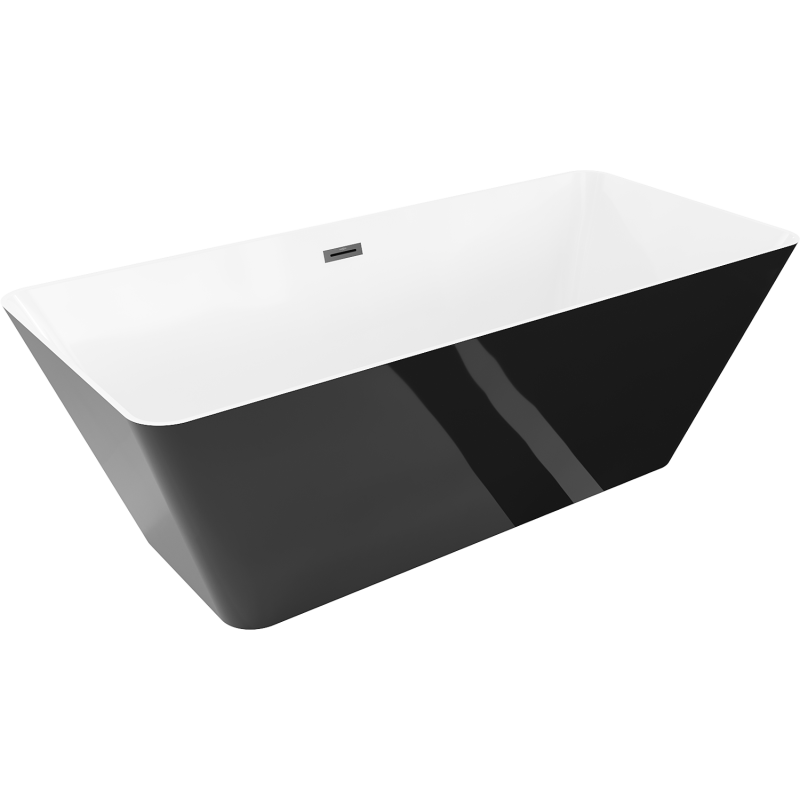 Mexen Velo Slim свободностояща вана 170 x 75 см, бяла/черна, черен преливник - 52811707575-70