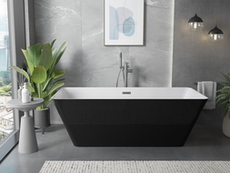 Mexen Velo Slim самостоятелна вана 170 x 75 cm, бяла/черна, преливник никел четкан - 52811707575-97