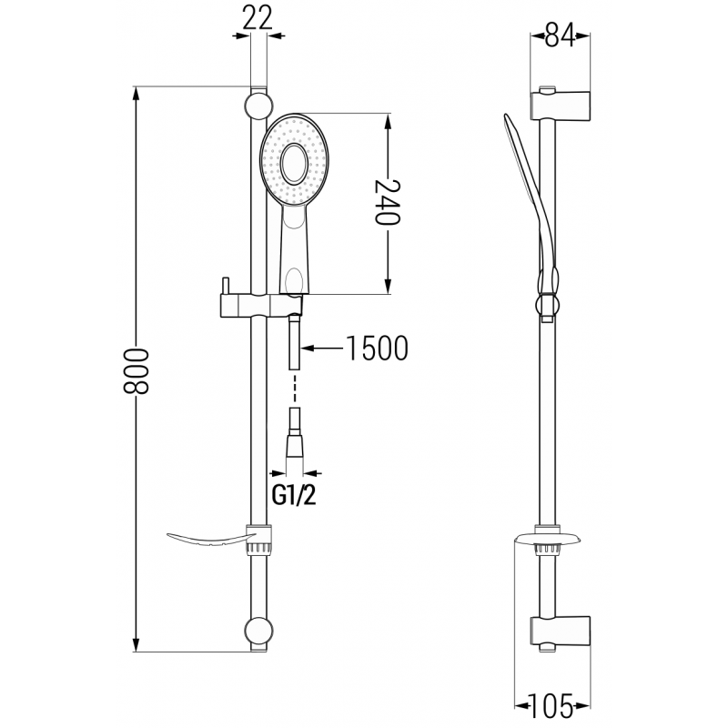Mexen DF73 подвижен душ комплект, черен - 785734582-70