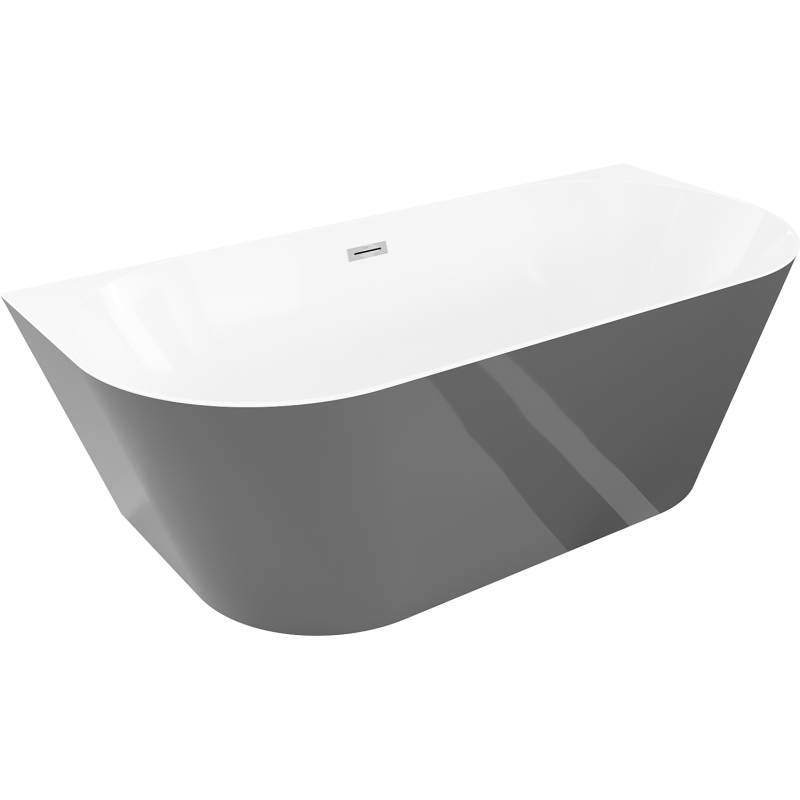 Mexen Oval Slim свободностояща до стената вана 170 x 80 см, бяла/сива, преливане хром - 52661708062-01