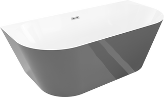 Mexen Oval Slim свободностояща до стената вана 170 x 80 см, бяла/сива, преливане хром - 52661708062-01