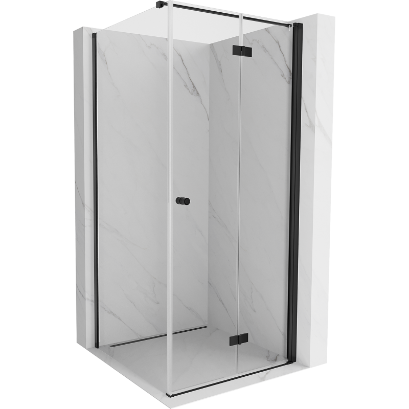Сгъваема дясна душ кабина Mexen Mist-F T 120 x 120 см, прозрачна, черна - 8A6T-120-120-70-00-P