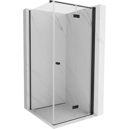 Сгъваема дясна душ кабина Mexen Mist-F T 120 x 120 см, прозрачна, черна - 8A6T-120-120-70-00-P
