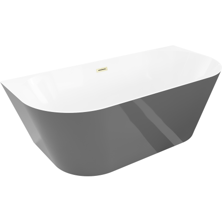 Mexen Oval Sim свободно стояща вана пристенна 170 x 80 см, бяла/сива, преливник златист четкан - 52661708062-55