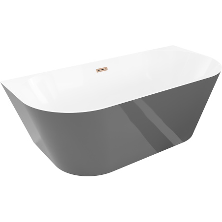 Mexen Oval Sim свободностояща вана за стена 170 x 80 см, бяла/сива, преливник розово злато - 52661708062-60