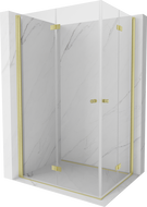 Mexen Mist-F Duo сгъваема душ кабина лява 100 x 80 см, прозрачна, златисто четкана - 8A6-100L-080P-55-00