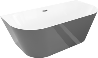 Mexen Oval Slim свободностояща стенна вана 170 x 80 cm, бяла/сива, преливник gun gray четкан - 52661708062-66