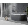 Mexen Oval Slim свободностояща стенна вана 170 x 80 cm, бяла/сива, преливник gun gray четкан - 52661708062-66