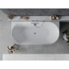 Mexen Oval Slim свободностояща акрилна вана до стена 170 x 80 см, бяла/черна, преливане хром - 52661708075-01