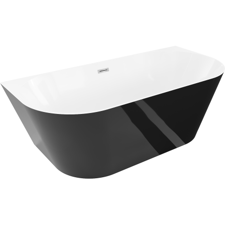 Mexen Oval Slim свободностояща акрилна вана до стена 170 x 80 см, бяла/черна, преливане хром - 52661708075-01