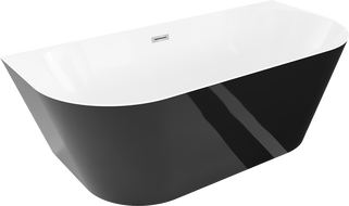 Mexen Oval Slim Самостоятелна стена за баня 170 x 80 cm, бяла/черна, прелив хром