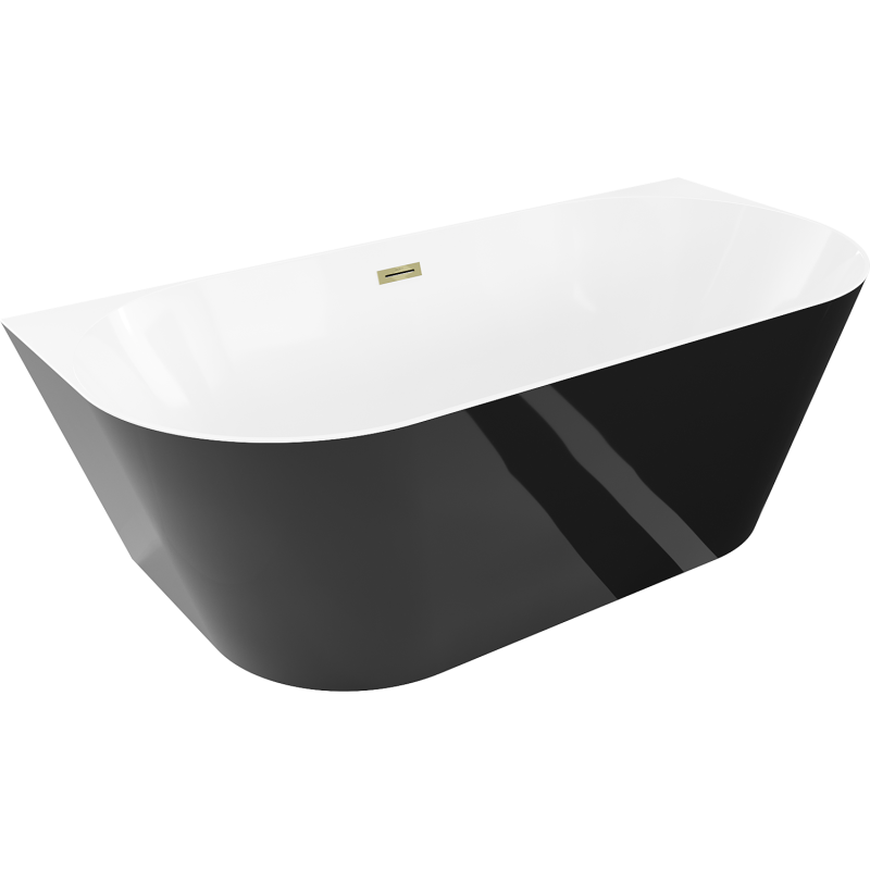 Mexen Oval Slim свободностояща към стена вана 170 x 80 см, бяла/черна, преливник златен - 52661708075-50
