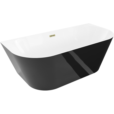 Mexen Oval Slim свободностояща към стена вана 170 x 80 см, бяла/черна, преливник златен - 52661708075-50