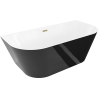 Mexen Oval Slim свободностояща към стена вана 170 x 80 см, бяла/черна, преливник златен - 52661708075-50