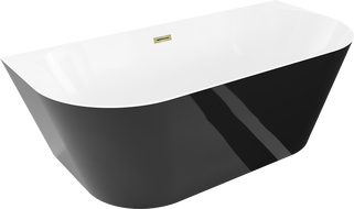 Mexen Oval Slim свободностояща към стена вана 170 x 80 см, бяла/черна, преливник златен - 52661708075-50