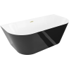 Mexen Oval Slim свободностояща вана близо до стена 170 x 80 cm, бяла/черна, прелив златен четкан - 52661708075-55