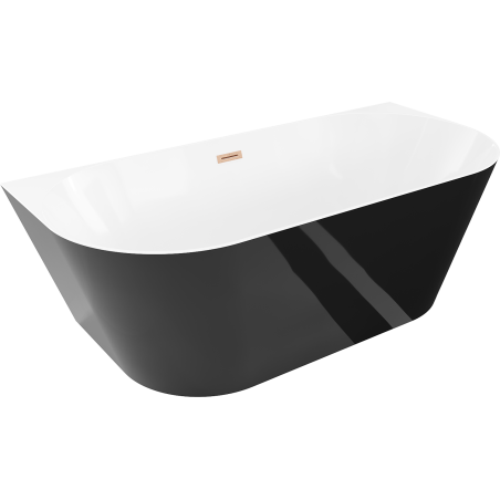 Mexen Oval Slim свободностояща полустенна вана 170 x 80 см, бяла/черна, преливна с четкана мед - 52661708075-65
