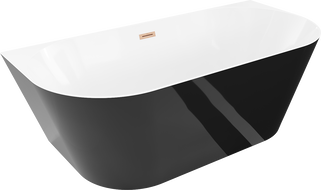 Mexen Oval Slim свободностояща полустенна вана 170 x 80 см, бяла/черна, преливна с четкана мед - 52661708075-65