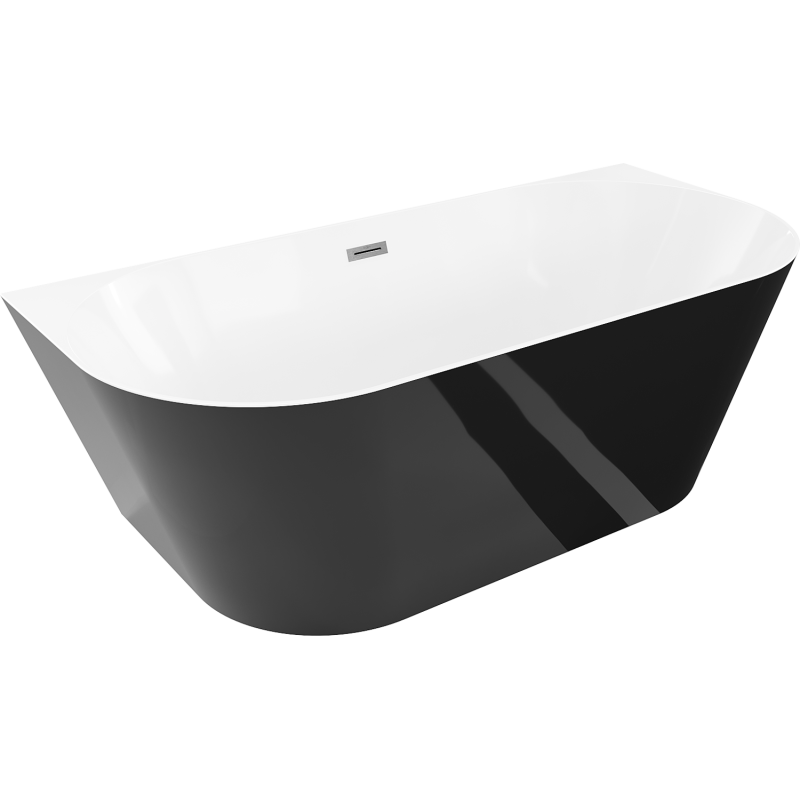 Mexen Oval Slim свободно стояща стенна вана 170 x 80 cm, бяла/черна, преливник gun gray четкан - 52661708075-66