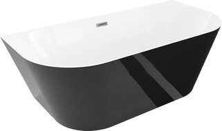 Mexen Oval Slim самостоятелна свободностояща вана 170 x 80 см, бяла/черна, преливник gun gray четкан - 52661708075-66