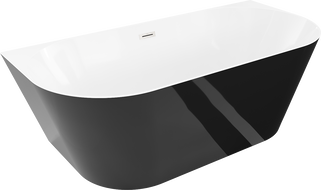 Mexen Oval Slim фиксирана свободно стояща вана 170 x 80 см, бяло/черно, преливник четкан никел - 52661708075-97