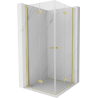 Mexen Mist-F Duo сгъваема душ кабина 90 x 90 см, прозрачна, златно четкосано - 8A6-090L-090P-55-00
