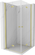 Mexen Mist-F Duo сгъваема душ кабина 90 x 90 см, прозрачна, златно четкосано - 8A6-090L-090P-55-00