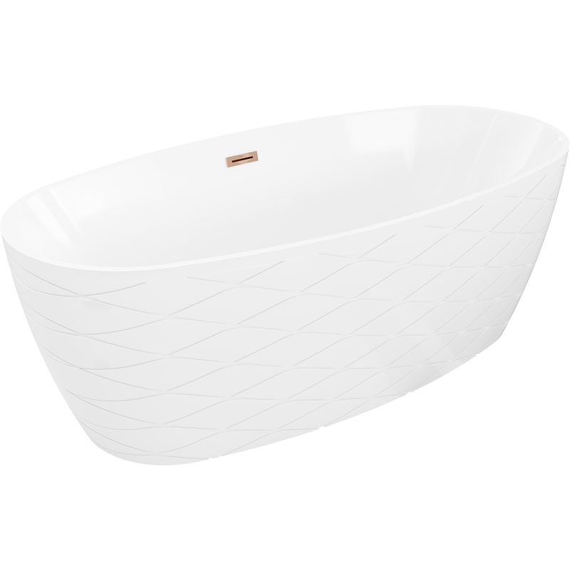 Mexen Olea самостоятелна вана, модел 170 x 80 см, бяла, преливник розово злато - 52821708000-60