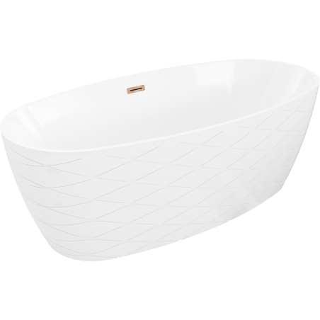 Mexen Olea самостоятелна вана, модел 170 x 80 см, бяла, преливник розово злато - 52821708000-60